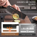 Astercook Knife Set, 6-Piece Kitchen Knife Set with Block, High Carbon Stainless Steel Ultra Sharp Kitchen Knives, Wood Grain Handle, Dishwasher Safe Knife Block Set, Black