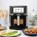 Kalorik Air Fryer VIVID TOUCH Series 7 Quart Capacity with High-Resolution Touchscreen 200 Cooking Presets in 12 Food Categories with View Window, 1500-Watts, Stainless Steel