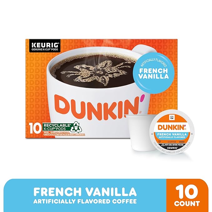 Dunkin' Donuts French Vanilla Flavored Coffee K-Cup, 10 ct