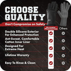 KITCHEN PERFECTION Silicone Smoker Oven Gloves -Extreme Heat Resistant BBQ Gloves -Handle Hot Food Right on Your Smoker Grill Fryer Pit|Waterproof Oven Mitts Grill Gloves |Superior Value Set+3 Bonuses