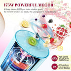 2PCS Portable Personal Blender 17 OZ/500 ML Juicer, 175W Personal Size Blender, Ideal for Smoothies, Ice Blending, Juicing, and Food Processing, Compact, Convenient, and Versatile（Blue&White）