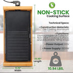 NutriChef 2 In 1 Indoor Grill & Griddle, Smokeless Nonstick Electric Grill and Griddle with Wooden Thong, 250 - 460°F Adjustable Temperature