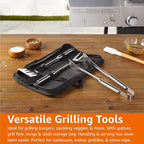 Amazon Basics 4-Piece Stainless Steel BBQ Grilling Tool Set with Carry Bag, Rust-Resistant, Dishwasher Safe