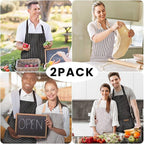 BeLuyi 2 Pack Adjustable Bib Apron with 2 Pockets Chef Cooking Kitchen Restaurant Aprons for Women Men