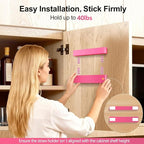 9.5” Large Acrylic Straw Holder for Cabinet Door, Reusable Adjustable Two-Part Straws Organizer with Ultra Sticky Adhesive Strips, 2026 Straw Storage for Kitchen Cupboard (Hot Pink)