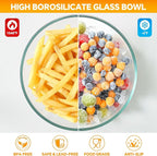 Glass Mixing Bowls with Lids Set of 5(4.78QT,2.2QT,1.7QT,1.1QT,0.85QT),Thick Glass Nesting Bowls for Kitchen Baking,Cooking Prep,Storage,Serving,Large Salad Bowls,Dishwasher Microwave Freezer Safe