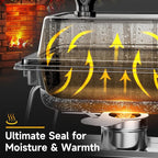 KScocina Chafing Dishes for Buffet, 4 Pack 5QT Square Stainless Steel Chafing Dish Set, Complete Buffet Warmer for Home Parties, Christmas & Catering Events (White)