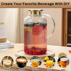 Buaic Glass Pitcher with Lid, 100 oz/ 3 Liter Classic Vertical Stripes Water Pitcher,Glass Water Carafe for Cold Brew, Coffee, Lemonade, Iced Sun Tea,Beverage, Milk, Heat Resistant
