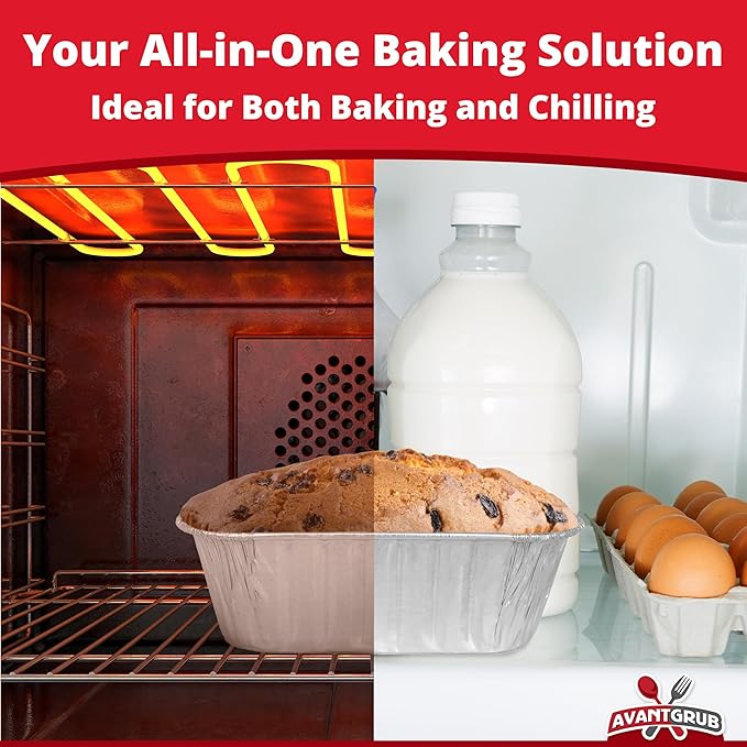 Chef-Grade Extra-Thick 6 x 3.75 in Foil Loaf Pans 50Pk. Best Disposable Bakeable 1Lb Aluminum Tin Pan for Baking Bread Small Meatloaf or Lemon Bundt Cake for Holiday Gifts, Bake Sales or Fundraisers