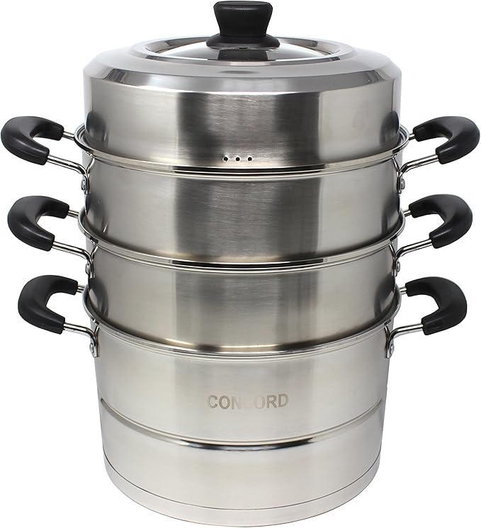 CONCORD 3 Tier Premium Stainless Steel Steamer Set (26 CM)