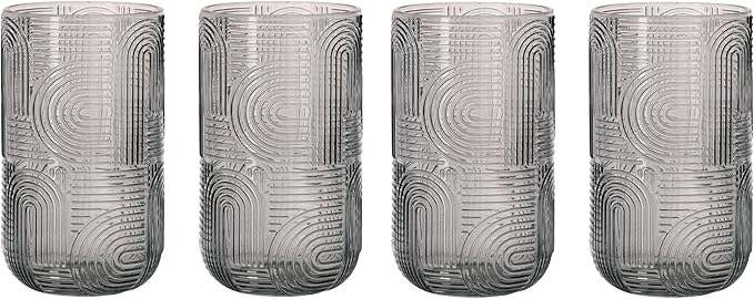 Glaver's Smoke Highball Drinking Glasses, 17 Ounces, Cocktail Bar Vintage Kitchen Glasses, Set of 4 Elegant Everyday Premium Basic Heavy Duty Glassware Set
