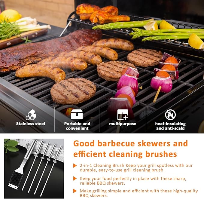18-Piece BBQ Grill Accessories Set | Ultimate Grilling Tools for Men - Heavy Duty Stainless Steel BBQ Utensils Kit with Aluminum Case & Grill Brush for Dad (18pcs)