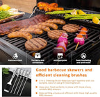 5-Piece BBQ Grill Accessories Set | Ultimate Grilling Tools for Men - Heavy Duty Stainless Steel BBQ Utensils Kit with Aluminum Case & Grill Brush for Dad (5pcs)