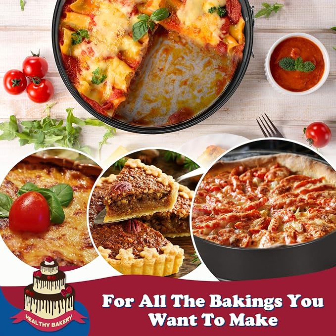 HIWARE 9 Inch Non-stick Cheesecake Pan Springform Pan with Removable Bottom/Leakproof - Black