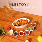 LEETOYI Porcelain Small Oval Au Gratin Pans, Baking Dish Set for 1 or 2 person servings, Bakeware with Double Handle for Kitchen and Home, Set of 2 (White)