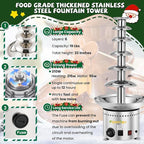 Commercial Chocolate Fountain, 6 Tiers 19 lb Capacity Large Commercial Hot Chocolate Fondue Tower Stainless Steel Chocolate Melting Heating Machine for Nacho Cheese Liqueurs Party Wedding