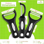 Spring Chef Vegetable Peelers for Kitchen - Stainless Steel Swivel, Y & Julienne Peelers, Potato Peelers with Soft Grip Handles, Kitchen Utensils Set of 3 for Fruits, Veggies, Apples, Carrots