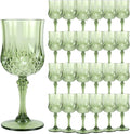 Plastic Wine Glasses, Plastic Goblets Vintage Style Cordial Unbreakable Drinking Glasses, Reusable Drinkware for Wedding Reception, Grand Event Party Supplies (24, New Green)