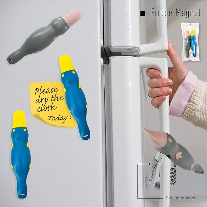 Platypus Multi-Function Bottle Opener - Magnetic Fridge Tool with Can and Premium Wine Opener, Durable Metal and ABS Plastic Design for Kitchen, Bar, or Home 2Pack