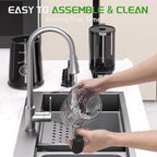 Cold Press Juicer, Slow Masticating Juicer Machines with 5" Feeding Chute Fit Whole Fruits&Vegetables, Stainless Steel Slow Masticating Juicer Easy to Clean, 99.6% Juice Purity, 1.5L Capacity-Black