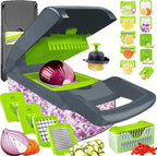 Dewpeton Pro-Series 20-in-1 Mandoline Slicer & Spiralizer, Veggie Chopper with Container, Home Essential Kitchen Gadget