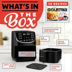 Gourmia Air Fryer - 7 Qt Large Capacity with LED Display, 12 One-Touch Presets, FryForce 360° Technology, Nonstick Dishwasher-Safe Basket & Crisper Tray, Black