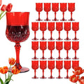 Plastic Wine Glasses, Plastic Goblets Vintage Style Cordial Unbreakable Drinking Glasses, Reusable Drinkware for Wedding Reception, Grand Event Party Supplies,Mother's Day(24, Red)