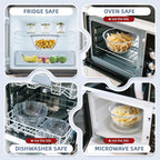 WhiteRhino Glass Mixing Bowls with Lids Set of 5（4.70QT,2.85QT, 1.69QT,1.11QT,0.85QT,Glass Bowls with Lids,Large Salad Bowls Space-Saving Nesting for Cooking,Baking,Prepping,Dishwasher Safe