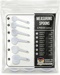 Measure spoons | measuring spoons set of 6 | exact dosing 3 gram scoop, 5 gram scoop, 7,5g, 10g, 15g, 30g | kitchen measuring set for powder and liquids | plastic medicine spoon and cups