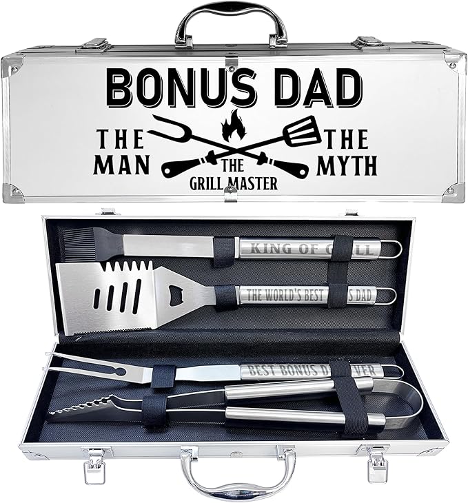Bonus Dad Gifts, Christmas Bonus Dad Gifts for Him Heavy Duty Grilling Accessories Kit for Backyard BBQ, Thick Stainless Steel Grill Utensils with Non-Slip Handle Tool for Man on Birthday