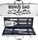 Bonus Dad Gifts, Christmas Bonus Dad Gifts for Him Heavy Duty Grilling Accessories Kit for Backyard BBQ, Thick Stainless Steel Grill Utensils with Non-Slip Handle Tool for Man on Birthday