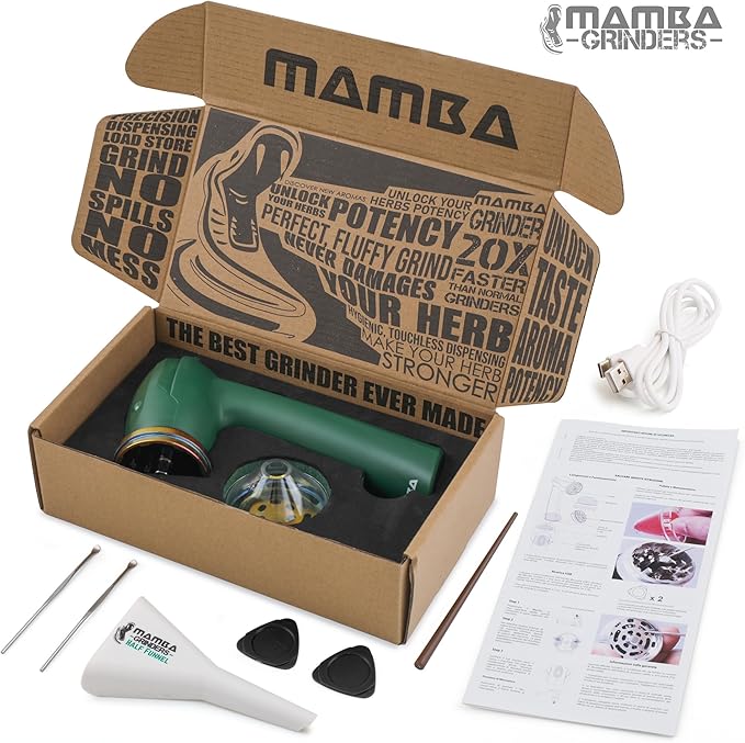 Mamba Grinder Electric Spice Grinders. Easy to Load One-Handed Use 1g USB Rechargeable Mill