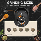Electric Salt and Pepper Grinder Set Rechargeable for USB, Automatic Adjustable Gravity Pepper Mill, Spice Grinder Refillable in Kitchen, salt and pepper shakers set, 80ml Capacity, 2-Piece Black