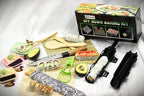 Complete Sushi Making Kit, 21 Pieces, Black Bazooka Roller with Natural Bamboo Mats, Knife, Chopsticks, Dipping Dishes, Rice Tools, DIY Home Sushi Rolling Set