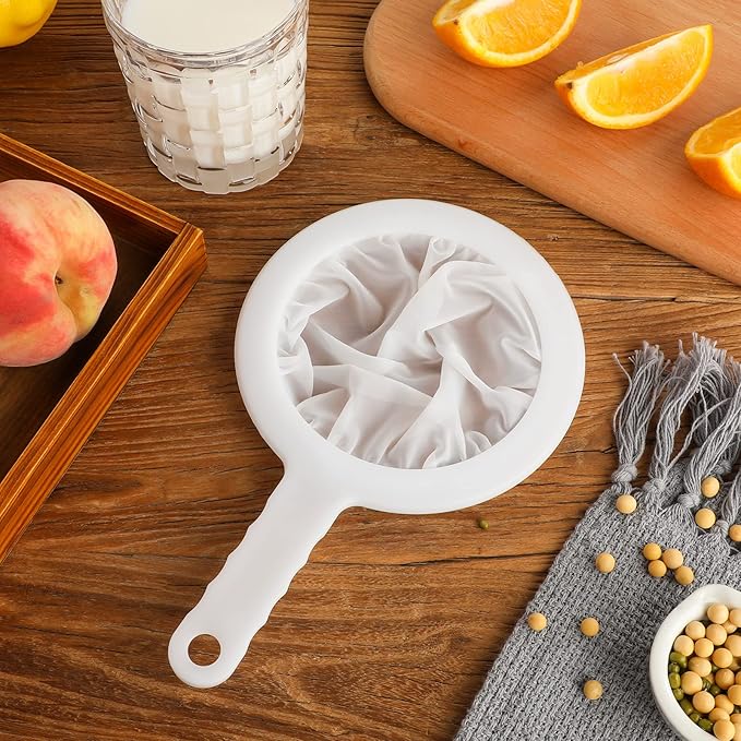 Zopeal 2 Pcs 9" Ultra Fine Mesh Strainer for Kefir Grains Plastic Juice Strainer Food Colander Greek Yogurt Sieve Large Capacity Filter for Kombucha Cold Brew Coffee Shrimp Separation(80/300 Mesh)