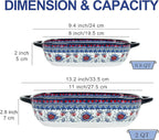 Ceramic Casserole Dishes for Oven, Hand-painted Polish Pottery Baking Dish Set of 2, 0.8QT / 2QT Porcelain Casserole Dishes with Handles, Baking Pan Lasagna Pan, Gift for Family/Friend (Blue)