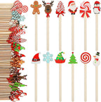 Jinei 120 Pcs Christmas Wooden Coffee Stirrers Wood Cocktail Coffee Stir Sticks Disposable Drink Stirrers for Stirring Hot Chocolate Milkshake Restaurant Home Office(Novel Style)