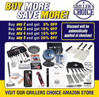 Grillers Choice -Grill Accessories for Outdoor Grill-4 pc -Grilling Tools. Commercial Professional Barbecue Set. Heavy Duty and Strong. BBQ Thongs, Fork, Spatula, Baster by Grillers Choice