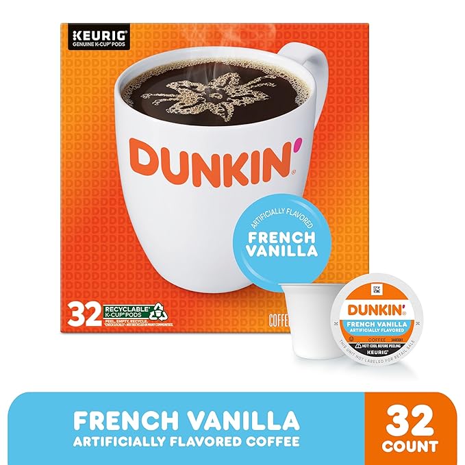 Dunkin' French Vanilla Flavored Coffee, 32 Keurig K-Cup Pods