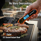 0.5 Sec Instant Read Meat Thermometer Digital with ±0.5℉ Precision, Food Thermometer for Cooking Kitchen Gadgets, Oven Grill Candy BBQ Essentials Accessories, Gifts for Him Dad Men Birthday, Orange