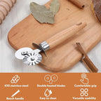 Pastry Double Cutter Wheel for Kitchen, Stainless Steel Pasta Cutter Wheel Tool with Double Roller for Making Pasta, Pizza, Ravioli, Cookie Cutter, Enhance Your Culinary Artistry