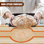 Silicone Bread Sling for Dutch Oven, Non-Stick & Easy to Clean Bread Baking Mat Set, 2 Pcs Reusable Bread Sling with Long Handle to Transfer Sourdough (Orange, Oval and Round)