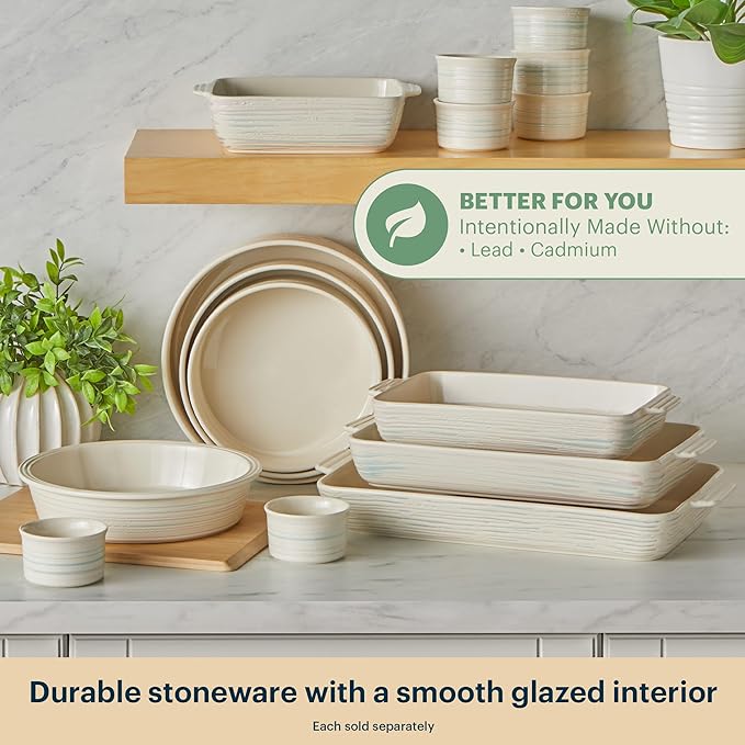 Pyrex (3-Piece) Ceramic Bakeware Set, Nonstick Casserole Dish with Handles, Lasagna Oven Pans, Bakers, For Baking, Roasting, Steaming, Rectangular