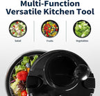 Stainless Steel Salad Spinner, 4.8 Qt Vegetable Washer, BPA-Free Lettuce Dryer with Crank Design, Dishwasher Safe, Non-Slip Base - Black Lid