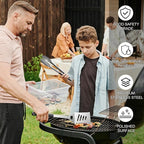 Griddle Accessories Kit - Grilling Accessories, Stainless Steel Heavy Duty Grill Tools Set with Spatula, Fork, Tongs and Gift-Box for Outdoor Barbecue, Home Grill (3PCS)