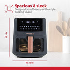 Holstein Housewares 7.6 QT Digital Air Fryer 8-in-1 with Hot Air Technology, Family Size, Viewing Window & Led Display. Air Fry, Bake, Grill, Dehydrate & Roast, Less Oil Use for Healthier Meals