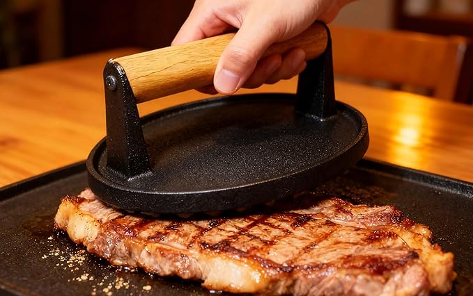 16cm Smashed Burger grill Press ，6.3inch Cast Iron Grill Press