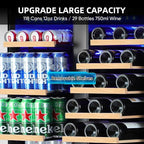 ORYMUSE Wine and Beverage Refrigerator 30 Inch, Beverage Fridge Dual Zone with Upgraded Cooling, Wine Beverage Cooler Built-in or Freestanding, 30 Bottles and 110 Cans Large Capacity