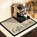 Coffee Mat for Countertops ,Coffee Bar Accessories Fit Under Coffee Maker Espresso Machine, Absorbent Hide Stain Rubber Mat for Countertop ,Dish Drying Mat for Kitchen Counter (D-Beige, 16"x24")