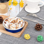 Beasea Mini Tart Pan 100 Pack with Lids, 4 Inch 8oz Blue Disposable Aluminum Baking Foil Tins Small Round Tart Container for Individual Dessert Cupcake Muffin Cheesecake Ramekins Quiche Oven Dishes